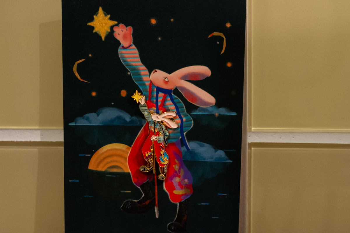 Star Gazer Rabbit Pin